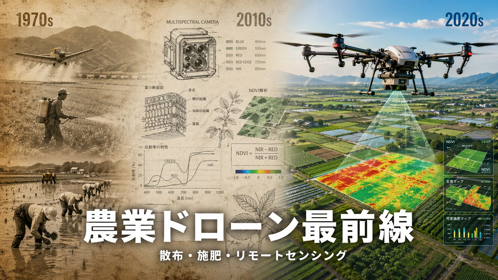 記事「農業現場でのドローン活用 - 散布・施肥・直播・リモートセンシング・鳥獣害対策」のサムネイル